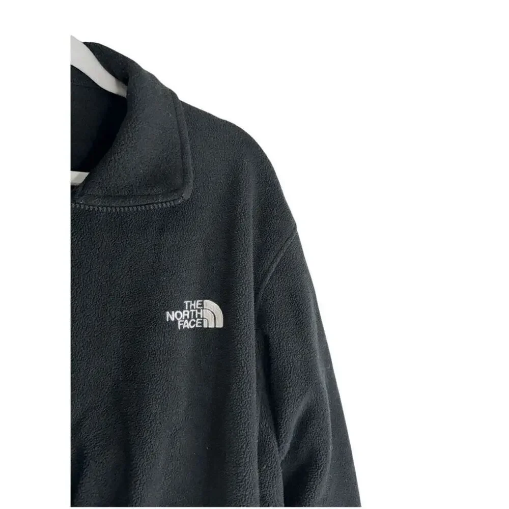 The North Face Jacket Mens Size Large Black Full Zip Fleece Logo Side‎ Pockets